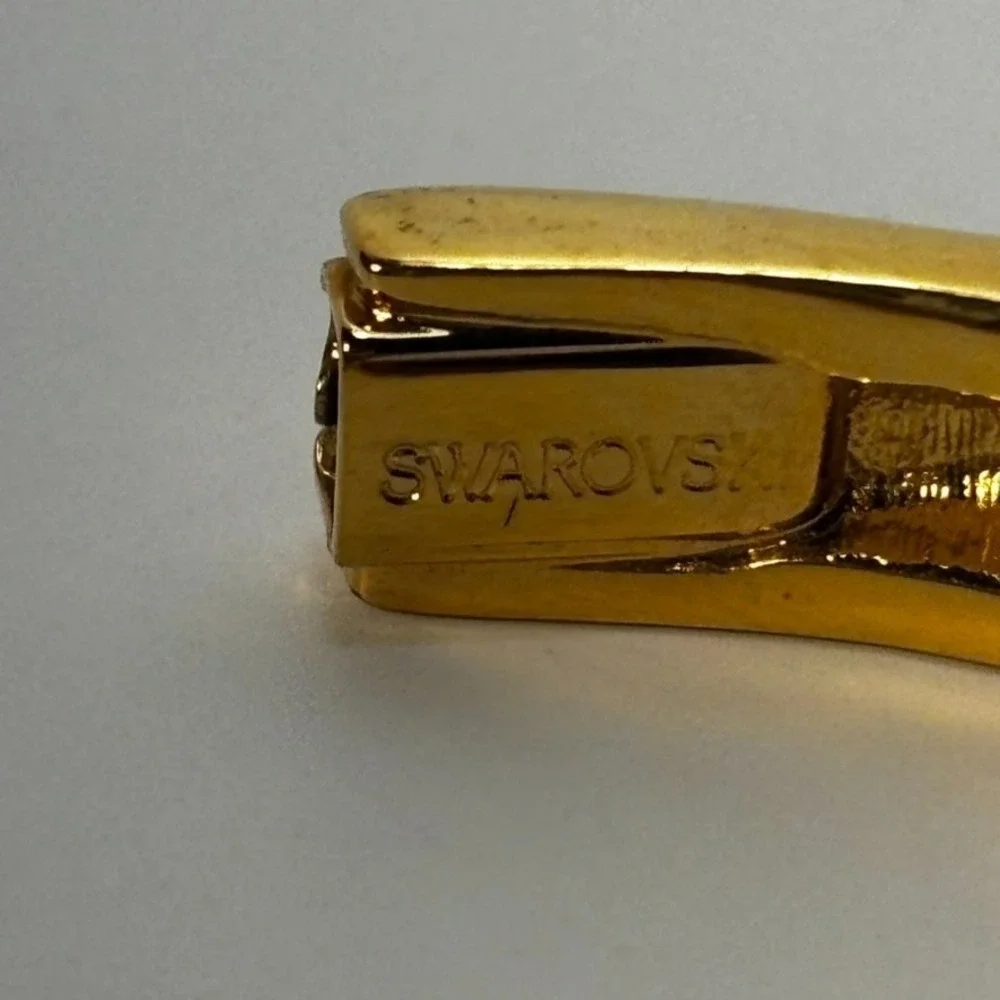 Swarovski Bangle Gold Pave Crystal Hinge Oval Bracelet - Picture 8 of 16